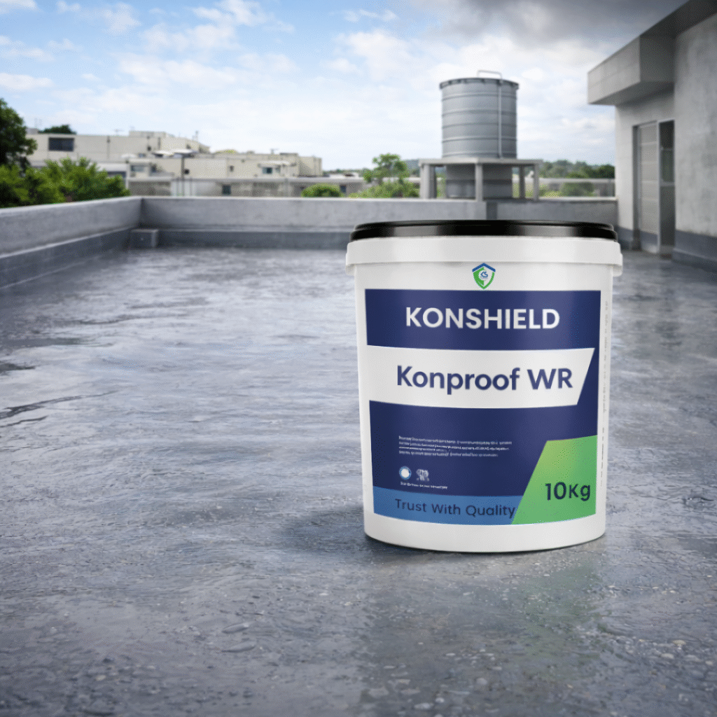 KONProof WR waterproofing coating for terrace and roof protection by Konshield Gujarat
