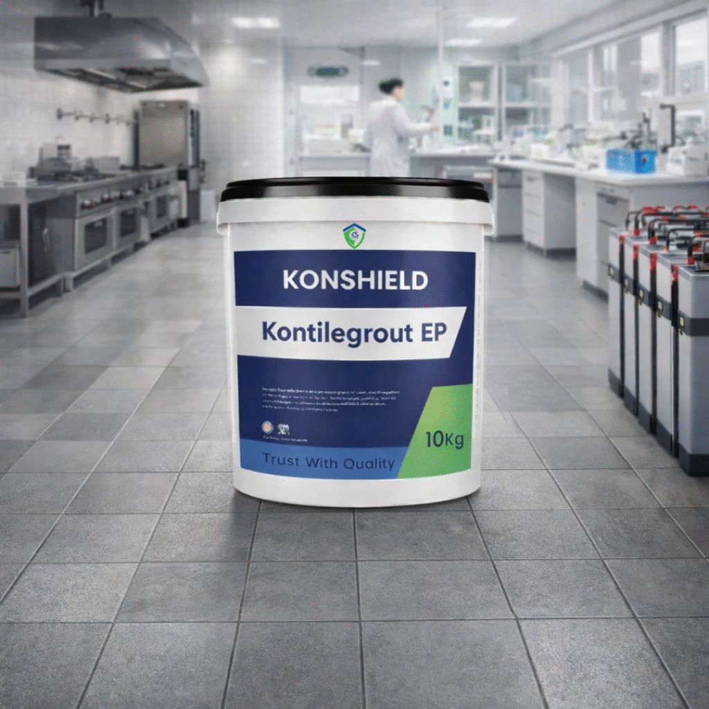 Kontilegrout EP epoxy-based tile grout for clean rooms, laboratories, and industrial tile joints